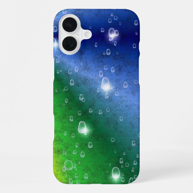 Funda Para iPhone Arcoiris en optik de cuero elefante y gotas de llu (Reverso )