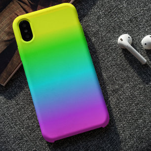 Funda Para iPhone 14 Arcoíris Ombre Neón Brillante Fluorescente