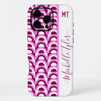 Funda Para iPhone 16 Pro Max Arcos geométricos de color rosa y ciruela de media