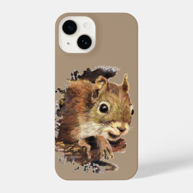 Funda Para iPhone Ardilla acuarela Curiosa Buscando Arte Animal (Reverso )