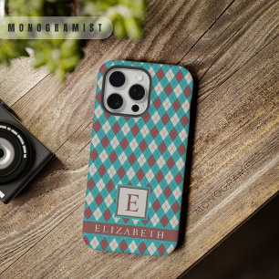 Argyle azul teal verde gris marrón personalizable