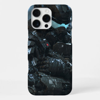Funda Para iPhone 16 Pro Max Armadura de Soldado de Ciencia Ficción Noche Lluvi