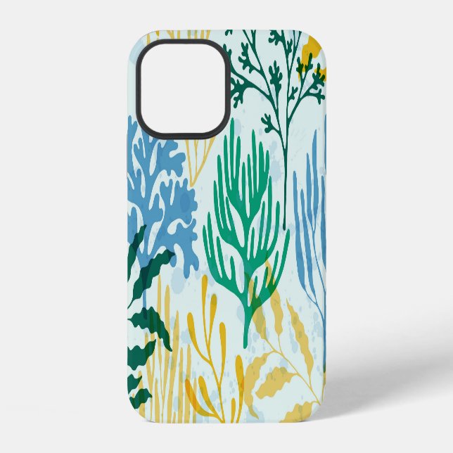 Funda Para iPhone Arrecife de Coral, Patrón Algae Seamless. (Reverso )