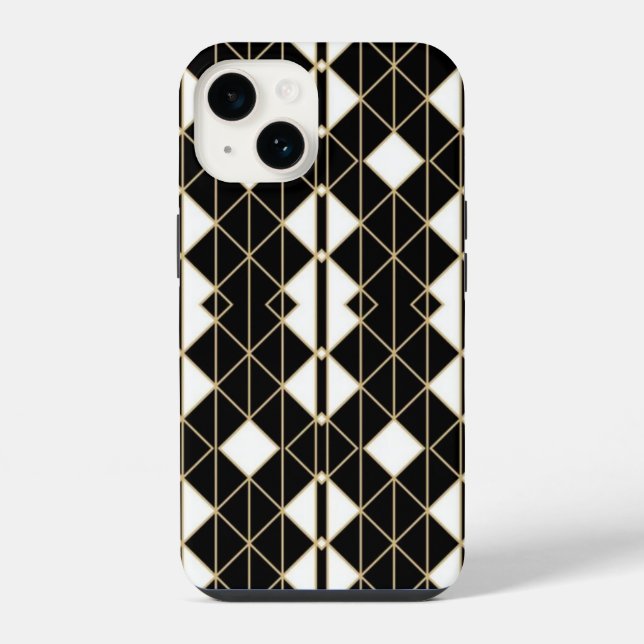 Funda Para iPhone Art Deco Black and Gold Geometric luxury (Reverso )