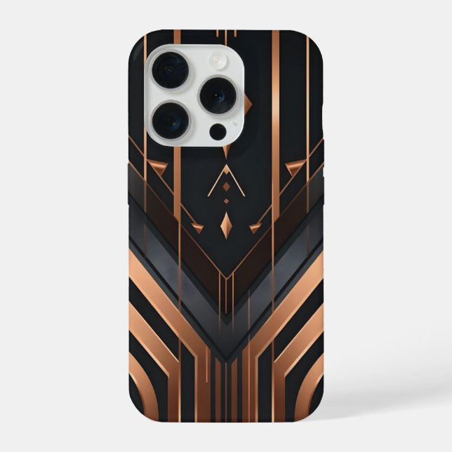Funda Para iPhone Art Deco Copper & Silver Geometric Design (Reverso )