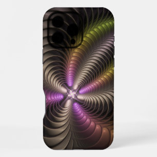 Funda Para iPhone 16 Pro Max Arte abstracto brillante y trippy fractal 3D color