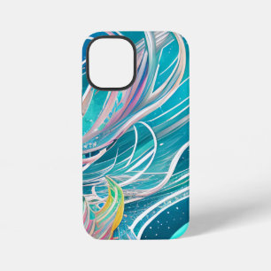 Funda Para iPhone 12 Mini Arte abstracto de coral azul playero