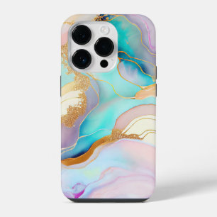 Funda Para iPhone 14 Pro Arte abstracto de purpurina con tinta mármol paste