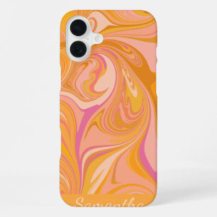 Funda Para iPhone 16 Plus Arte abstracto de remolino de mármol en amarillo
