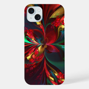 Arte abstracto floral moderno patrón rojo verde #1