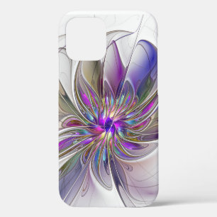 Funda Para iPhone 12 Pro Arte abstracto fractal de flor energético y colori