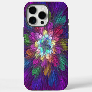 Funda Para iPhone 16 Pro Max Arte abstracto fractal de flor psicodélica colorid