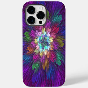 Funda Para iPhone 14 Pro Max Arte abstracto fractal de flor psicodélica colorid