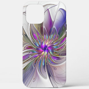 Funda Para iPhone 12 Pro Max Arte abstracto fractal de flores enérgico y colori