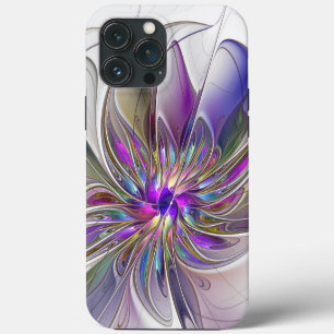 Funda Para iPhone 13 Pro Max Arte abstracto fractal de flores enérgico y colori