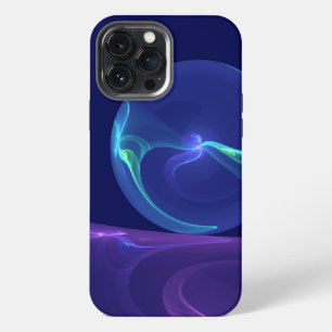 Funda Para iPhone 13 Pro Max Arte abstracto fractal de sueño azul morado lumino