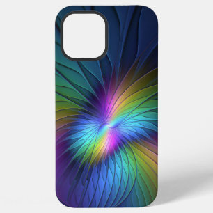 Funda Para iPhone 12 Pro Max Arte abstracto fractal moderno colorido con azul