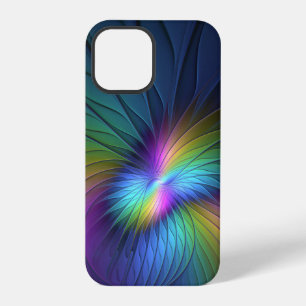Funda Para iPhone 12 Pro Arte abstracto fractal moderno colorido con azul