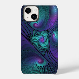 Funda Para iPhone 14 Arte abstracto fractal moderno púrpura se encuentr