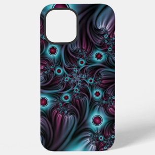 Funda Para iPhone 12 Pro Max Arte abstracto fractal rosa azul profundo