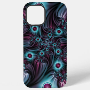 Funda Para iPhone 12 Pro Max Arte abstracto fractal rosa azul profundo
