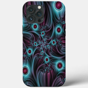 Funda Para iPhone 13 Pro Max Arte abstracto fractal rosa azul profundo