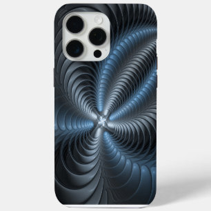 Arte abstracto moderno fractal 3D gris azul plásti