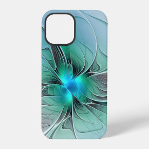Funda Para iPhone 12 Pro Arte abstracto moderno fractal con azul