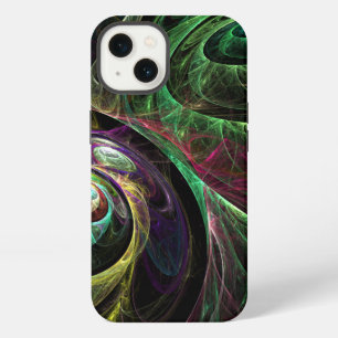 Arte abstracto moderno fractal verde dorado ojo a 