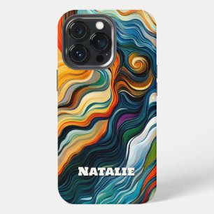 Funda Para iPhone 13 Pro Arte abstracto moderno monograma colorido
