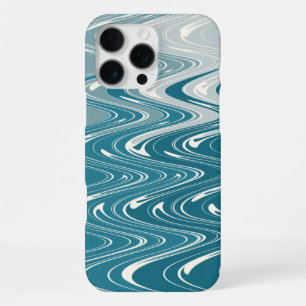 Funda Para iPhone 16 Pro Max Arte abstracto moderno olas diseño en ombre azul