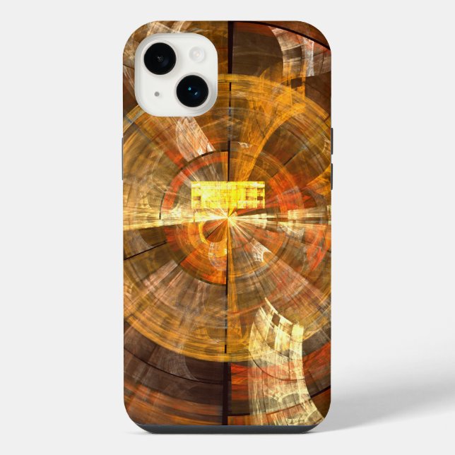 Funda Para iPhone Arte abstracto radial de integridad en tonos dorad (Reverso)
