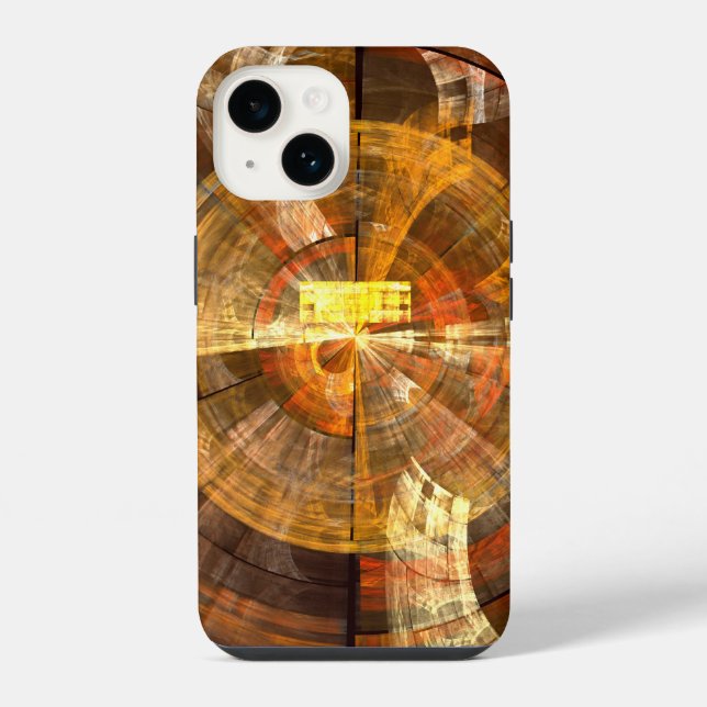 Funda Para iPhone Arte abstracto radial de integridad en tonos dorad (Reverso )