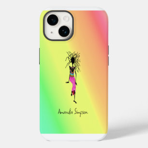 Funda Para iPhone 14 Arte africano abstracto colorido mujer guerrera