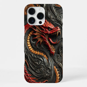 Funda Para iPhone 16 Pro Max Arte Artístico Dragón Rojo