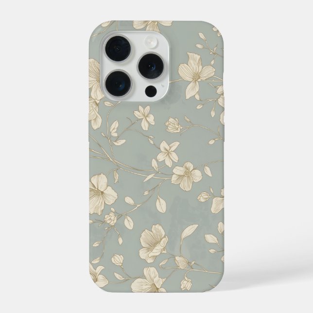 Funda Para iPhone Arte Botánico Antiguo y Elegante de Línea (Reverso )