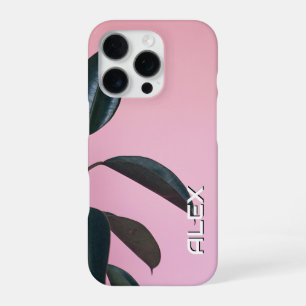 Funda Para iPhone 16 Pro Arte botánico de planta de caucho en rosa turbio