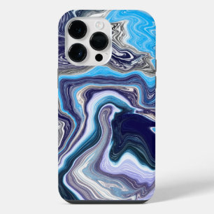 Funda Para iPhone 14 Pro Max Arte con fluido de mármol azul