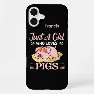 Funda Para iPhone 16 Plus Arte con palabras para amantes de cerdos lindos 