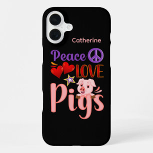 Funda Para iPhone 16 Plus Arte con palabras para amantes de cerdos lindos