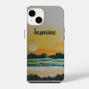 Funda Para iPhone 14 arte de acuarela artística paisaje amanecer Case-M