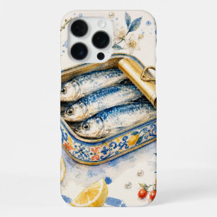 Funda Para iPhone 16 Pro Max Arte de Acuarela de Sardina Siciliana