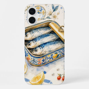 Funda Para iPhone 16 Plus Arte de Acuarela de Sardina Siciliana
