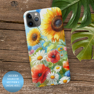 Funda Para iPhone 16 Pro Max Arte de Acuarela Floral de Flores Silvestres Brill