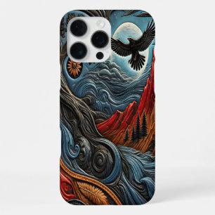 Funda Para iPhone 16 Pro Max Arte de Águila y Montañas