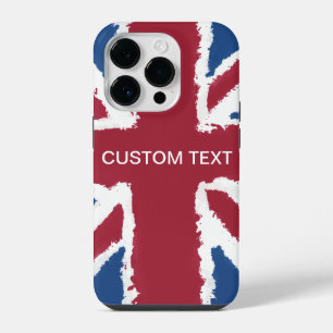 Funda Para iPhone 14 Pro Arte de bandera Union Jack con texto personalizado