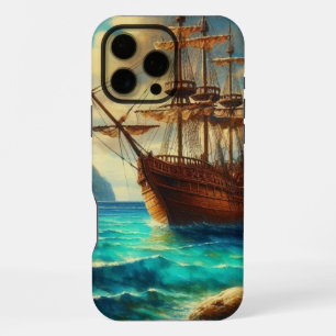 Funda Para iPhone 16 Pro Max Arte de barcos de playa caribeños/tropicales