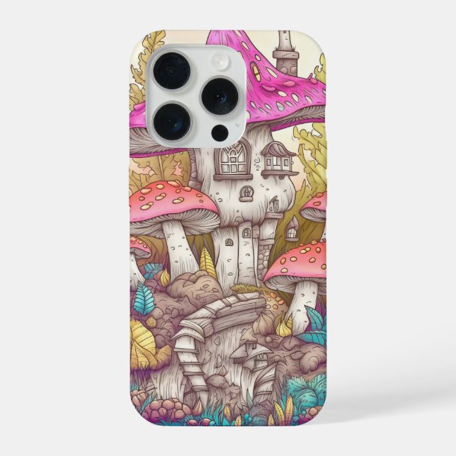 Funda Para iPhone Arte de Casa de Hongos Colorida y Bonita (Reverso )