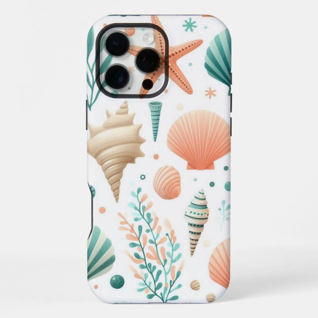 Funda Para iPhone Arte de Conchas Costeras (Reverso )