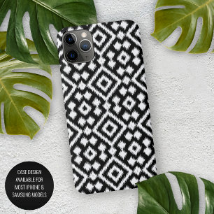 Funda Para iPhone 16 Pro Max Arte de cuadrados Argyle Ikat vintage en blanco y